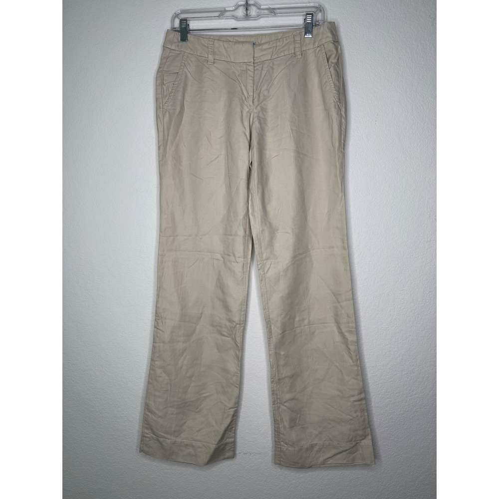 J.Crew City Fit Linen Cotton Blend Straight Leg Pants Beige Tan‎ Womens 4 Y2K